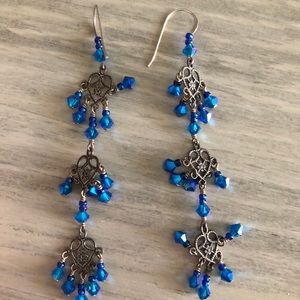 Long Turquoise Swarovski Crystal Earrings